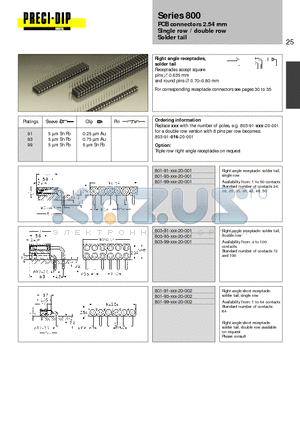 801-93-016-20-002 datasheet - PCB connectors 2.54 mm Single row / double row Solder tail