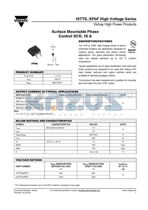 16TTS12SPBF datasheet - Surface Mountable Phase Control SCR, 16 A