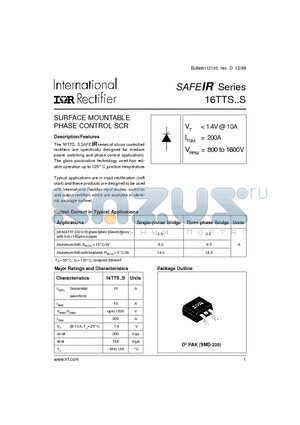 16TTS16FP datasheet - PHASE CONTROL SCR TO-220 FULLPAK