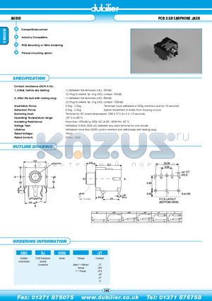 DBCEJ0359-2T datasheet - AUDIO PCB 3.5 EARPHONE JACK