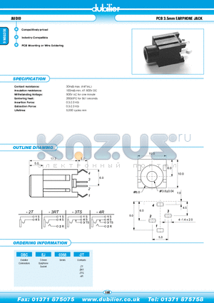 DBCEJ0368-2T datasheet - AUDIO PCB 3.5mm EARPHONE JACK
