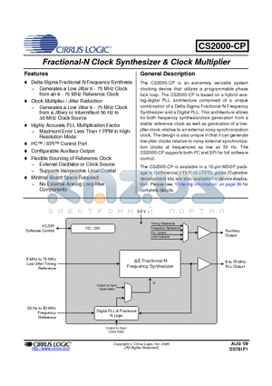 CDK2000 datasheet - Fractional-N Clock Synthesizer & Clock Multiplier