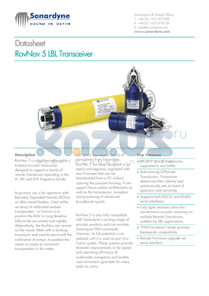 8010 datasheet - RovNav 5 LBL Transceiver