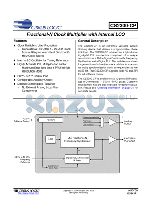 CDK2000 datasheet - Fractional-N Clock Multiplier with Internal LCO