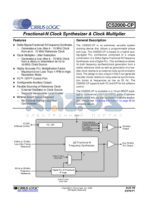 CDK2000-CLK datasheet - Fractional-N Clock Synthesizer & Clock Multiplier