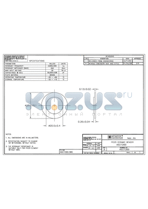 AB2726B datasheet - PIEZO CERAMIC BENDER