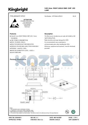 APTKA5614PBC-A datasheet - 5.6X1.4mm RIGHT ANGLE SMD CHIP LED LAMP