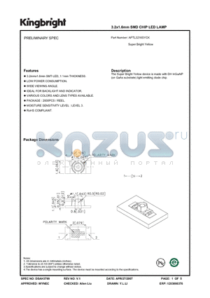 APTL3216SYCK datasheet - 3.2x1.6mm SMD CHIP LED LAMP