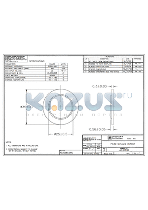 AB3528B datasheet - PIEZO CERAMIC BENDER