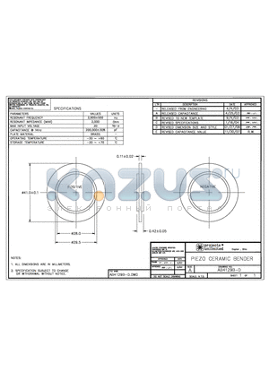 AB4129B-D datasheet - PIEZO CERAMIC BENDER