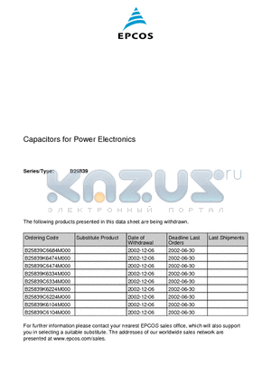 B25839-C6224-M000 datasheet - Capacitors for Power Electronics