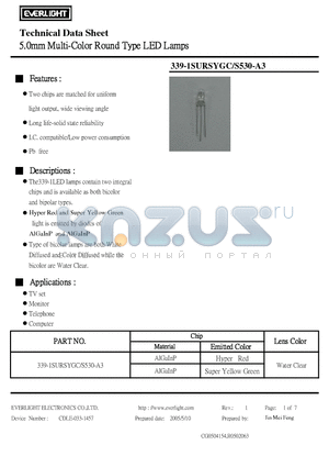 CDLE-033-1457 datasheet - 339-1SURSYGC-S530-A3