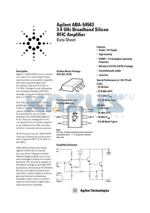 ABA-54563 datasheet - 3.4 GHz Broadband Silicon RFIC Amplifier