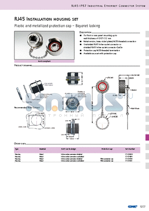 17-101604 datasheet - RJ45 Installation housing set