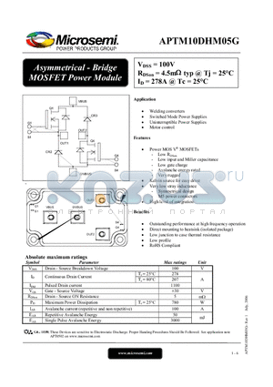 APTM10DHM05G datasheet - Asymmetrical - Bridge MOSFET Power Module