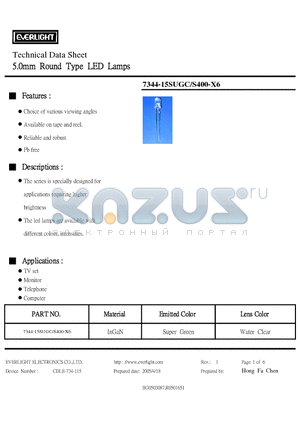 CDLE-734-115 datasheet - 5.0mm Round Type LED Lamps