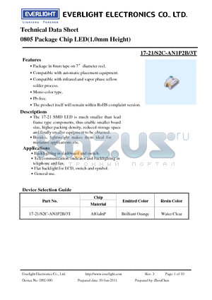 17-21-S2C-AN1P2B-3T_11 datasheet - 0805 Package Chip LED(1.0mm Height)