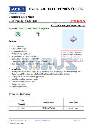 17-21-S3C-6FQ2R2L0E-3T-AM datasheet - 0805 Package Chip LED