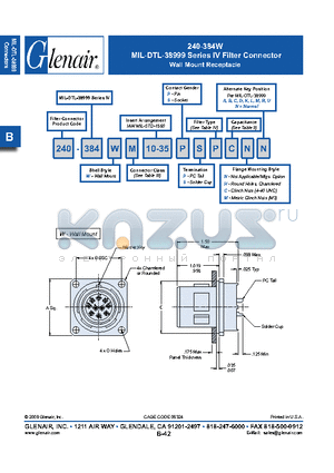 240-384WM10-35S datasheet - Filter Connector Wall Mount Receptacle