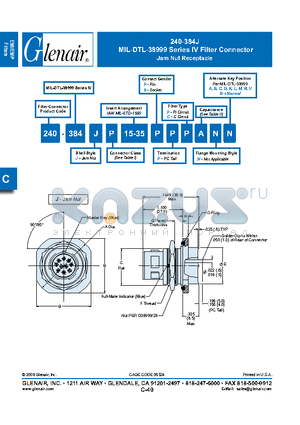 240-384JM15-35P datasheet - Filter Connector Jam Nut Receptacle