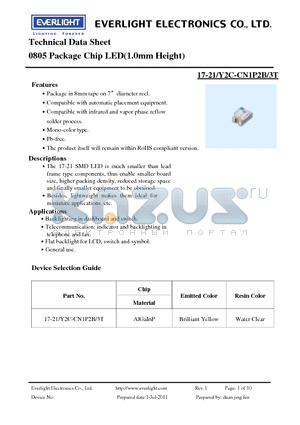 17-21-Y2C-CN1P2B-3T_11 datasheet - 0805 Package Chip LED(1.0mm Height)