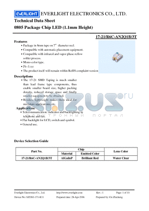 17-21/R6C-AN2Q1B/3T datasheet - Chip LED (1.1mm Height)