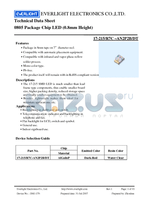 17-215/R7C-AN2P2B/DT datasheet - Chip LED (0.8mm Height)