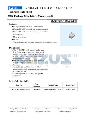 17-21SYGC datasheet - Chip LED(1.0mm Height)