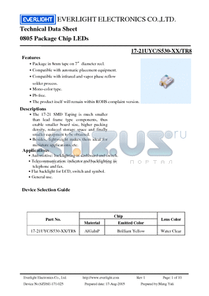 17-21UYC datasheet - Chip LEDs