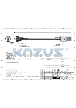 17-250031 datasheet - USB Patch Cords IP67 mini-B USB Plug to Standard USB Type A Plug