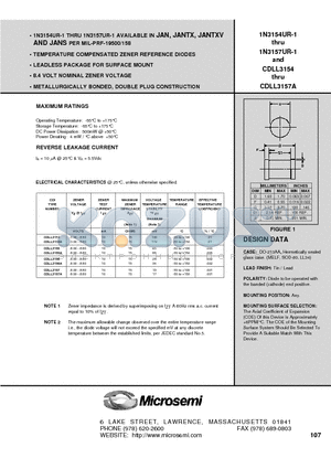 CDLL3155 datasheet - TEMPERATURE COMPENSATED ZENER REFERENCE DIODES