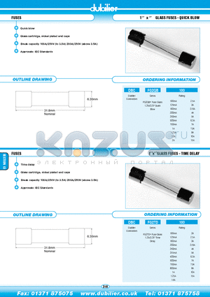 DBCFG2QB100 datasheet - FUSES 1 x 1 GLASS FUSES - QUICK BLOW