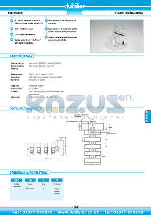 DBCFH1-3 datasheet - FUSEHOLDER FUSED TERMINAL BLOCK