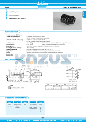 DBCHJ0661-3TS datasheet - AUDIO PCB 6.4 HEADPHONE JACK