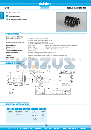 DBCHJ0664-3RT datasheet - AUDIO PCB 6.4 HEADPHONE JACK