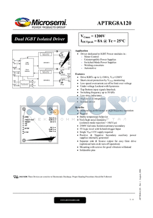 APTRG8A120 datasheet - Dual IGBT Isolated Driver