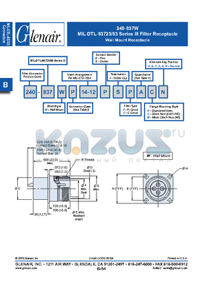 240-837-WZN14-12P datasheet - Filter Receptacle Wall Mount Receptacle