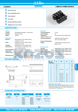 DBCIC08SC datasheet - IC SOCKETS STAMPED & FORMED CONTACTS