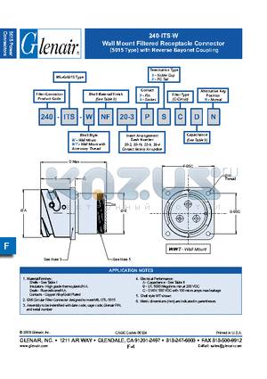 240-ITS-WTNF20-3SP datasheet - Wall Mount Filtered Receptacle Connector