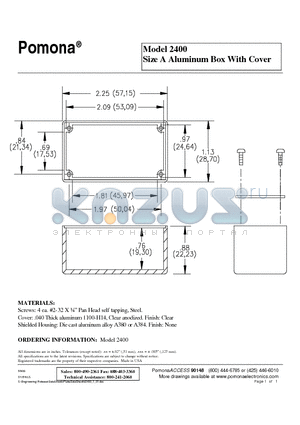 2400 datasheet - Size A Aluminum Box With Cover