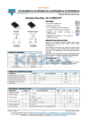APU3006-F3 datasheet - Ultrafast Rectifier, 30 A FRED Pt^