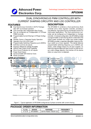 APU3046 datasheet - DUAL SYNCHRONOUS PWM CONTROLLER WITH