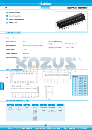 DBCIDC1316AS1 datasheet - IDC IDC DIP PLUG - 7.62 SPACING