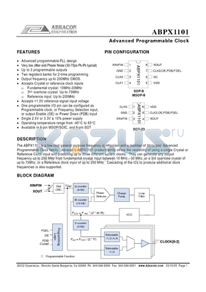 ABPX1101-XXXMC datasheet - Advanced Programmable Clock