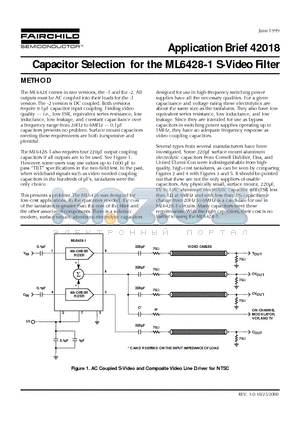 ABR-42018 datasheet - Capacitor Selection for the ML6428-1 S-Video Filter