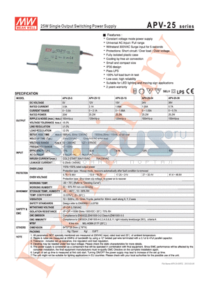 APV-25_12 datasheet - 25W Single Output Switching Power Supply