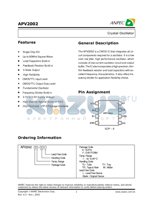 APV2002KI-TRL datasheet - Crystal Oscillator