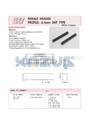 B2722BD1 datasheet - FEMALE HEADER PROFILE : 6.4mm SMT TYPE