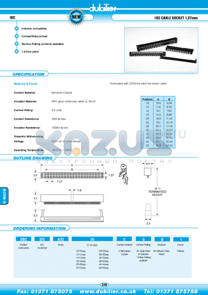 DBCIDCA3230CGB1 datasheet - IDC IDC CABLE SOCKET 1.27mm