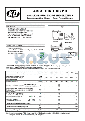 ABS1 datasheet - MINI SILICON SURFACE MOUNT BRIDGE RECTIFIER